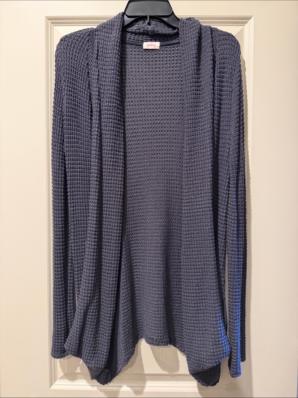 Pixley Dusty Blue Waffle Knit Open Cardigan